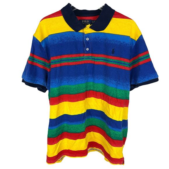 Polo By Ralph Lauren Multicolored Southwestern Stripe Short Sleeve Collared Polo - Picture 1 of 4
